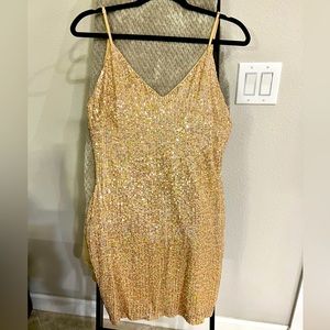 Gold sequin party dress. Purchased from Esmeraldas Boutique in South Tampa.